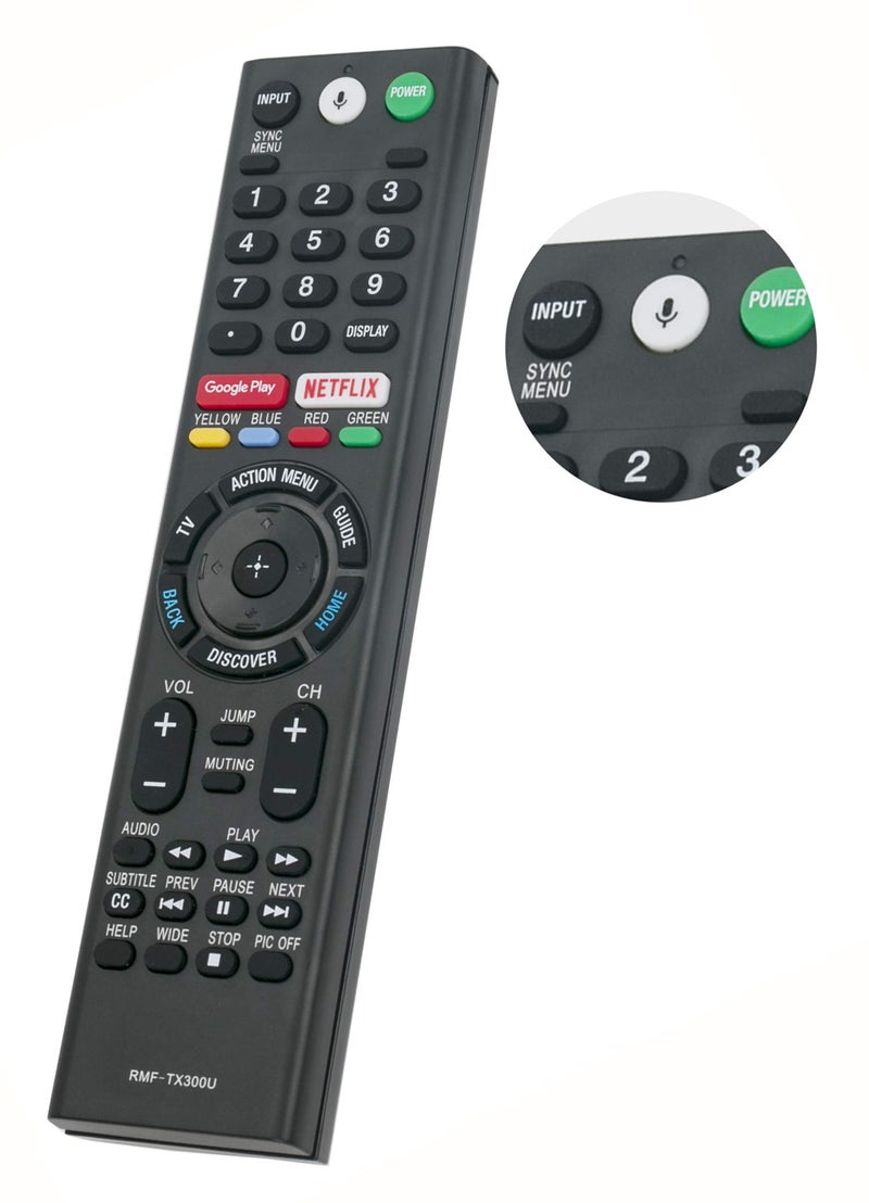 Vinabty New RMF-TX300U Replaced Voice Remote fit for Sony TV XBR-43X800E XBR-49X800E XBR-55X800E XBR-55X806E XBR-65X850E XBR-75X850E XBR-43X800D XBR-49X800D XBR-55X850D XBR-55X930D XBR-65X850D XBR-65X930D - Image 1